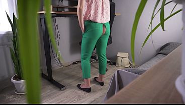 Spying On Hot Coworker In Ripped Pants
