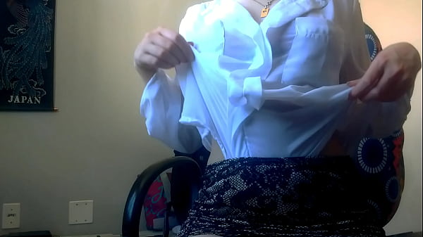 hot secretary no panties under the mini skirt , take off her bra and starting fingering her pussy