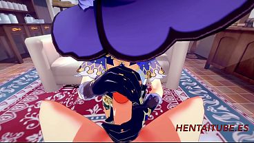 Genshin Impact Hentai - Lisa Having sex with a blonde boy and he cums in her mouth tits and pussy 1/3