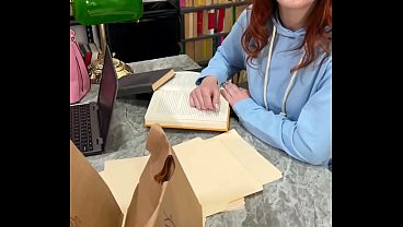 Redhead College Babe Onyx Reign's Forbidden Library Fun with Step-Daddy 10 min