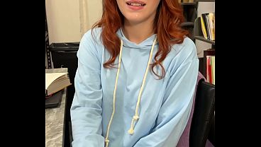 Redhead College Babe Onyx Reign's Forbidden Library Fun with Step-Daddy