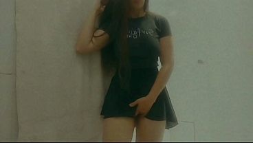 striptease at the bathroom girl masturbation and fingering until cumming and let her pussy dripping wet