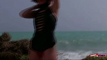 Anal beach slut loves giving all three of her holes to her strong dude