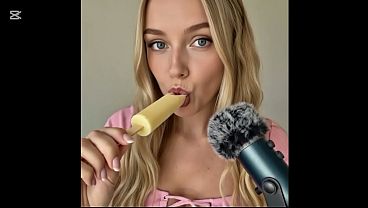 Beautiful AI woman doing ASMR, AI generation