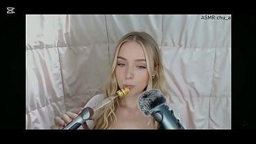 Beautiful AI woman doing ASMR, AI generation