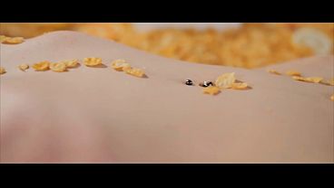 Tattooed Brunette Gets His Fucking Cock Slapped on Her Face and Tongue