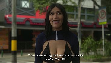 Busty Latina picks up a stranger on the street to film a porn video