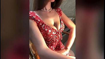 Stepmom with big tits wears a red dress
