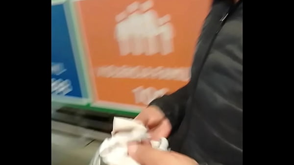 I give her a handjob and she grabs my cock in public. Real homemade.