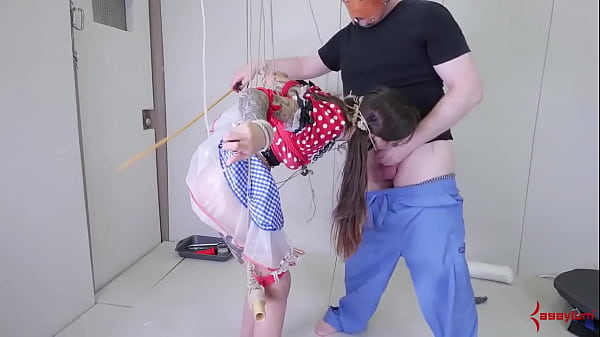 Cosplay bondage cutie anally pounded while suspended