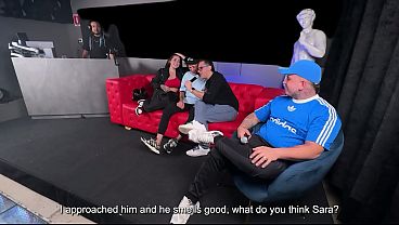 Sara Blonde has sex with a fan in front of me while being interviewed on national TV - CUCKOLD LIFE- part 1