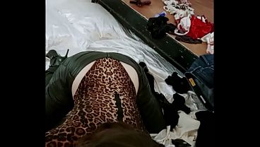 2112 tec (Straight View) - FULL - French Amateur, Red Satin/Leopard Bodysuits, Black Leather Pants, Heels, Deepthroat, Rimming, Doggystyle, POV