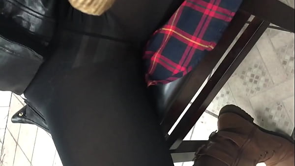 See through black tights public