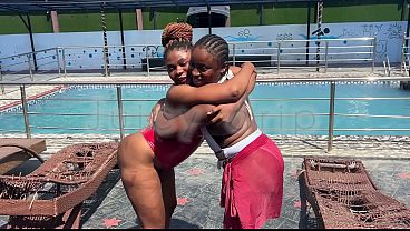 Having fun with my friends at the pool