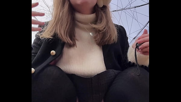 OOPSIE! Cute teen Caught spreading her pussy to pee. So She ready to cum for stranger real public!