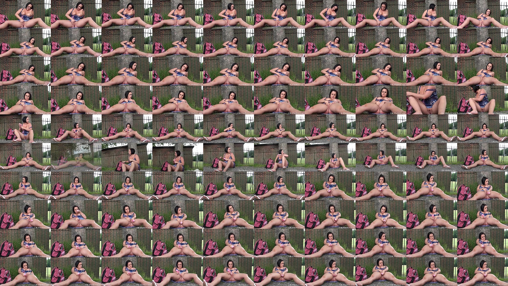 Outdoor masturbation of sexy amateur milf showing shaved pussy in public and fla 预览图