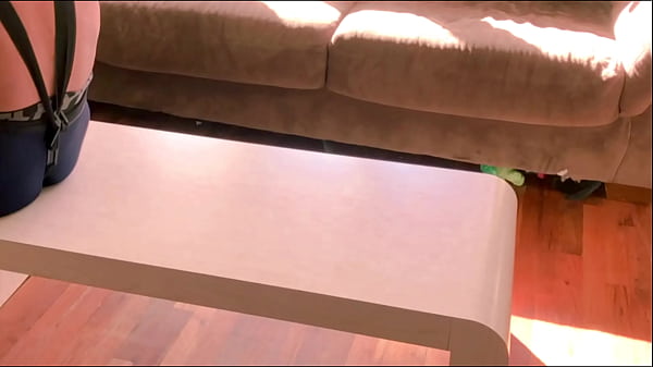 Deep Writhing on table in 3/4 compression tights with Groin and Spine Brace making tight bulge and ass