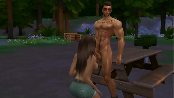 Hunky Sims 4 - Hot muscle stud fucks horny slut outdoor in the summer forest (sweaty & cum)