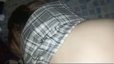 My girlfriend asks me to help her do homework, I go into her room and I can't wait to fuck her, so I raise her skirt and we start fucking.