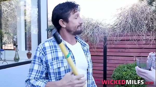 Raunchy Redhead Seduce Gardener & Share His Cock