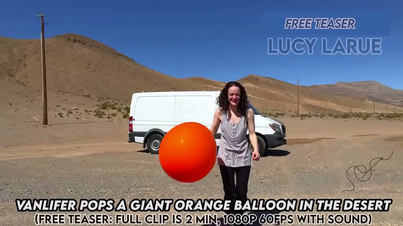&quot_Vanlifer Pops A Giant Orange Balloon in the Desert&quot_