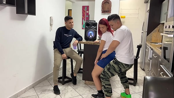 My boyfriend's Friend Rubs his Dick on my Ass When we are Dancing in front of my Silly Boyfriend NTR Netorare