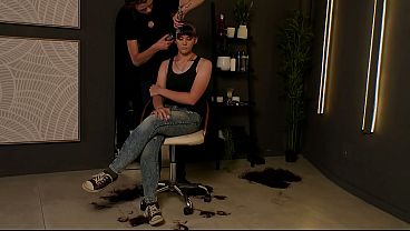 Nikita gets a surprising new look - shaved smooth (WIDE ANGLE VERSION)