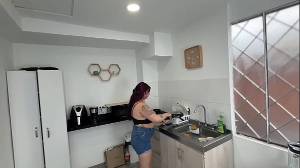 My roommate is obsessed with my big boobs, I let him cum on them - Jenn Boobs