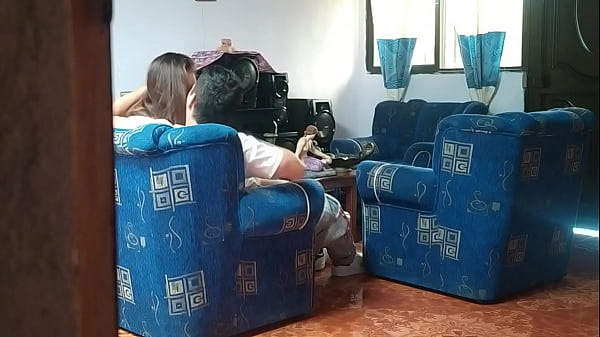 Family Voyeur: My stepsister has sex with her boyfriend in the living room while I spy on her and masturbate