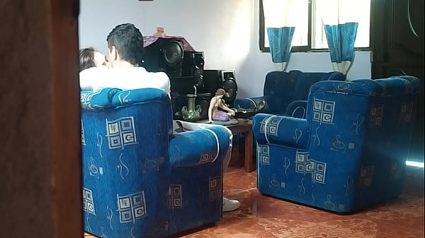 Family Voyeur: My stepsister has sex with her boyfriend in the living room while I spy on her and masturbate