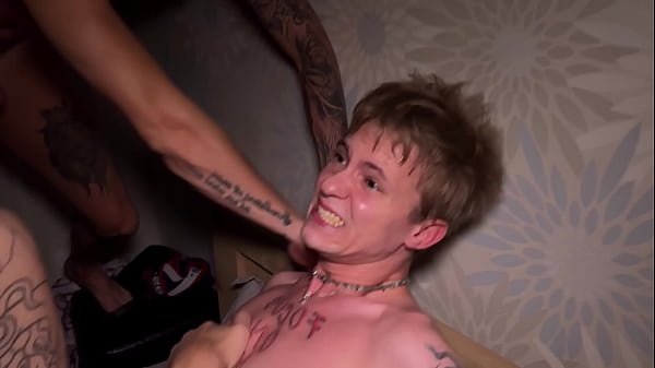 Daddy and two guys with big dicks fuck cute twi...