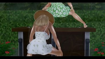 Lightskin ebony stepsisters banged in garden