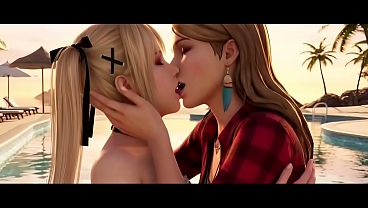 Marie Rose x Rachel Amber lesbian kissing (Dead or Alive, Life is Strange / AI generated)