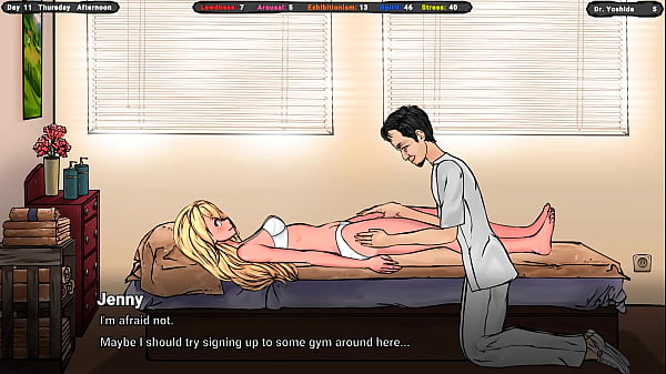 An excited masseur caresses the breasts of an innocent girl