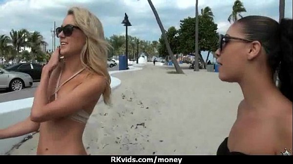 Sexy exhibitionist GFs are paid cash for some public fucking 23