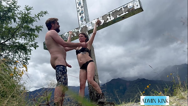 BDSM couple caught having rough sex outside