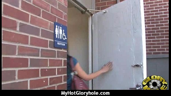 Ebony at the gloryhole jizzed on 4
