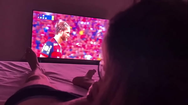 Young wife breastfeeding her husband during the Corinthians x Flamengo final. Full on SUBSCRIBERS
