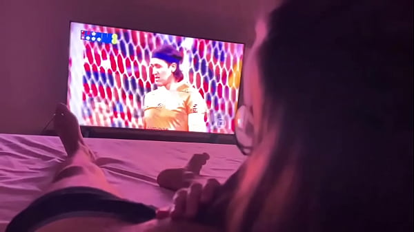 Young wife breastfeeding her husband during the Corinthians x Flamengo final. Full on SUBSCRIBERS