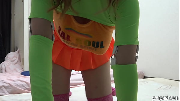 Japanese GAL Natsume Maki cleaning with her tits exposed and G-string