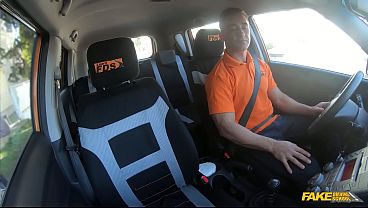 Stunning Brunette MILF has her HOT TANNED Body Fucked - Fake Driving School