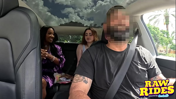 Busty Ebony MILF Exposes Her Massive Boobs and Fingers Her Wet Pussy in a Shared Ride