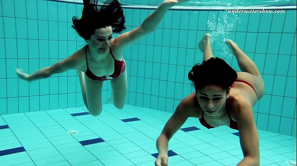 Markova and Zlata Oduvanchik swimming naked in the pool