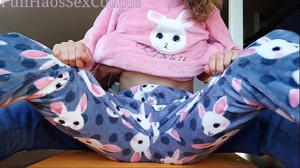 stepdad hard teasing wet pussy and small tits stepdaughter in pajama
