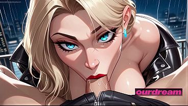 Blonde Anime Babe's Stormy Skyscraper Blowjob (ai-generated)