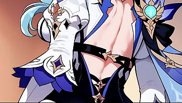 Eula turns your dick into a hotdog - Hentai JOI [2 cum points, ass worship, paizuri, hotdogging]