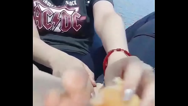 Girl enjoys a cake eating it from her feet and ...