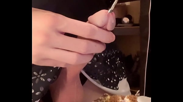 Sissy Jessica Bloom Eats Her Own Cum off a Cake...