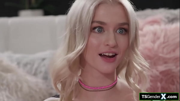 Teen Emma Rosie is analed by busty tgirl Jade V...