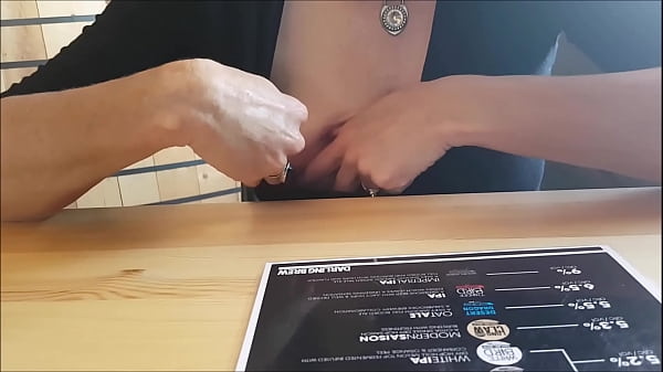 thumb tits out in pub